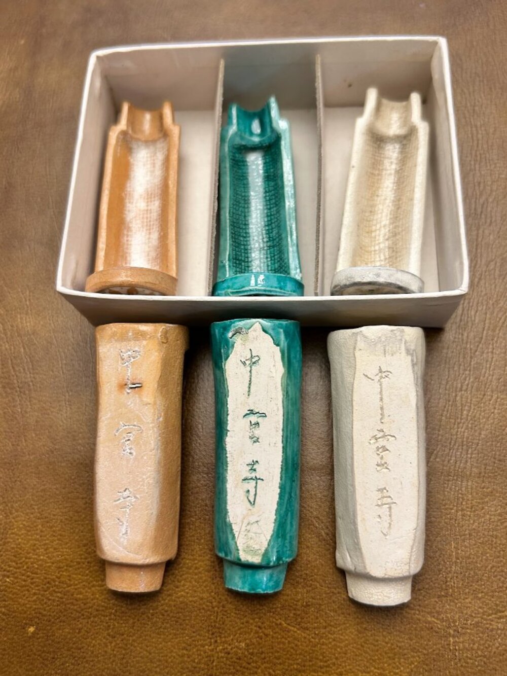 Kyo-ware Chopstick Rests Holders Set of 6 Japan Chugu-ji Temple Nara Vintage
